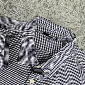 Murano Mens XL Blue Gingham Textured Long Sleeve‎ Slim Fit Button Front Shirt